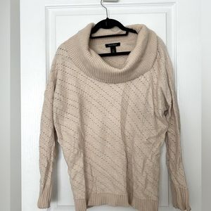 WHBM cream cozy cowl neck tunic sweater